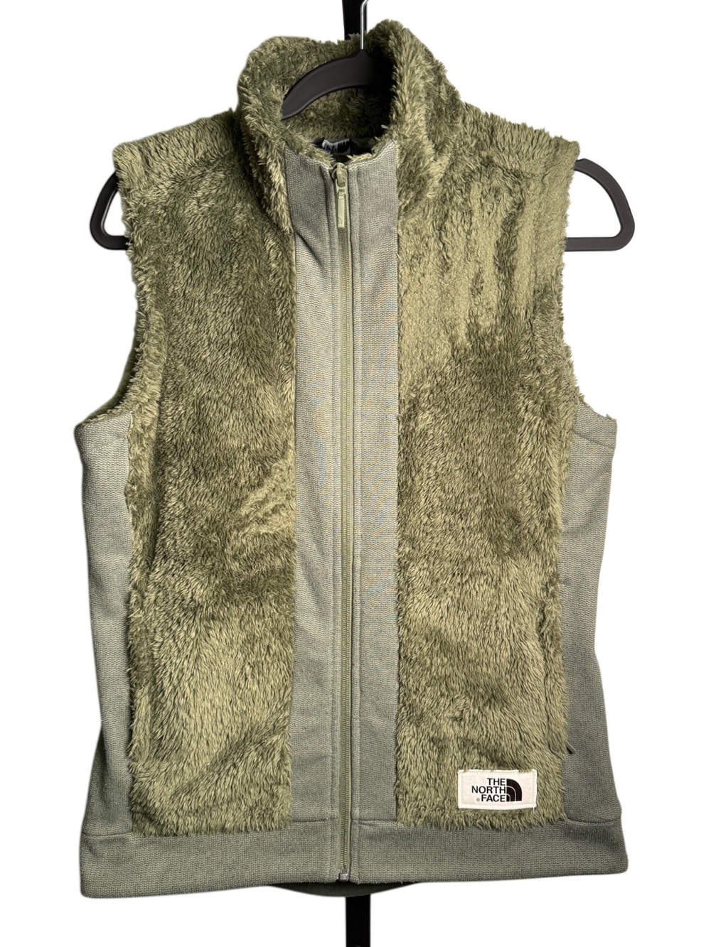 The North Face Furry Fleece Vest Womens Size S Olive Outdoor Hiking